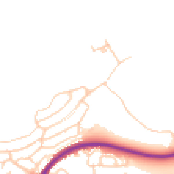 Daytime road noise heatmap for BL1 5UJ
