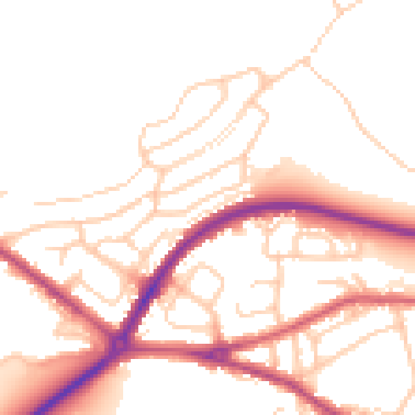 Daytime road noise heatmap for BL1 5UR