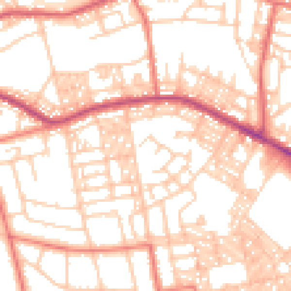 Daytime road noise heatmap for BL1 5UY