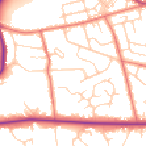 Daytime road noise heatmap for BL1 5WD
