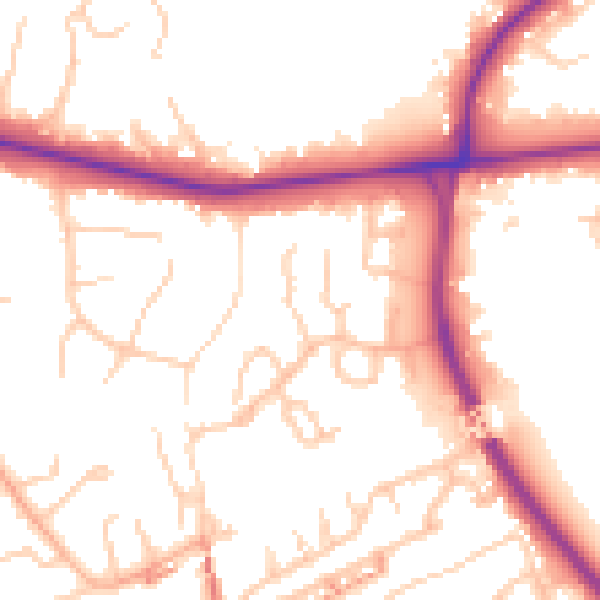 Daytime road noise heatmap for BL1 5XG