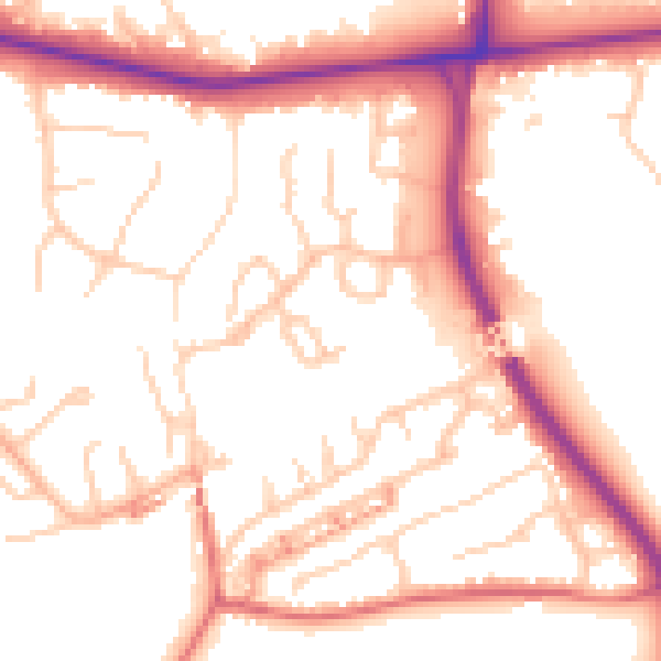 Daytime road noise heatmap for BL1 5XH