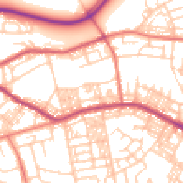 Daytime road noise heatmap for BL1 6AU