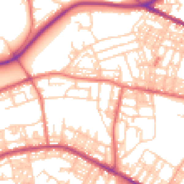 Daytime road noise heatmap for BL1 6EP