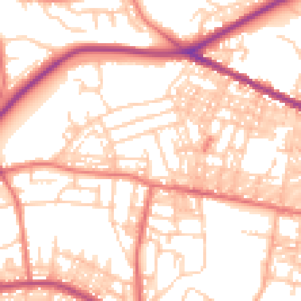 Daytime road noise heatmap for BL1 6HQ
