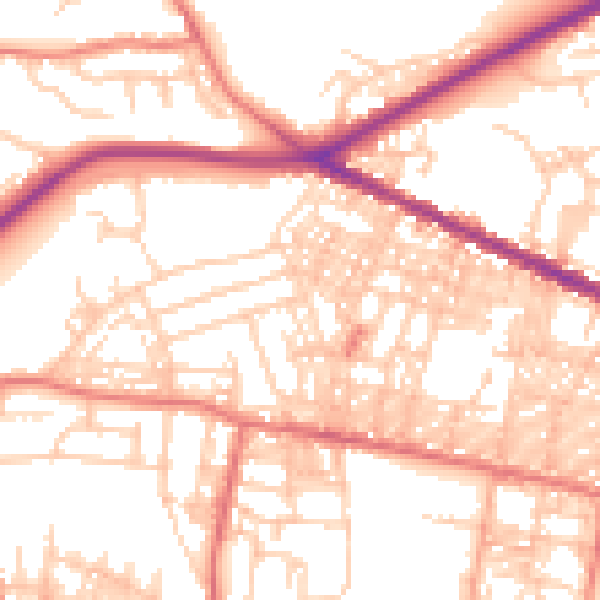 Daytime road noise heatmap for BL1 6HY