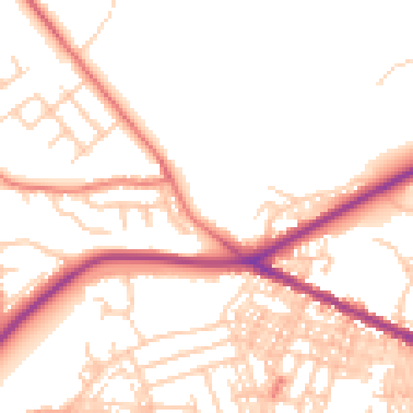 Daytime road noise heatmap for BL1 6JL