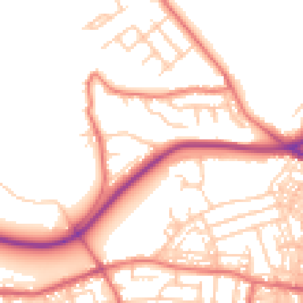 Daytime road noise heatmap for BL1 6LX