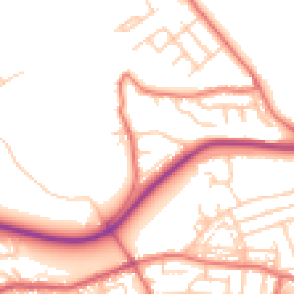Daytime road noise heatmap for BL1 6LZ