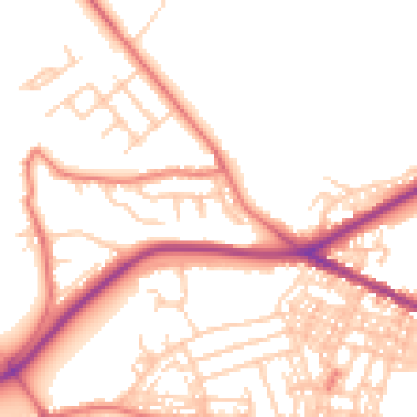 Daytime road noise heatmap for BL1 6NE
