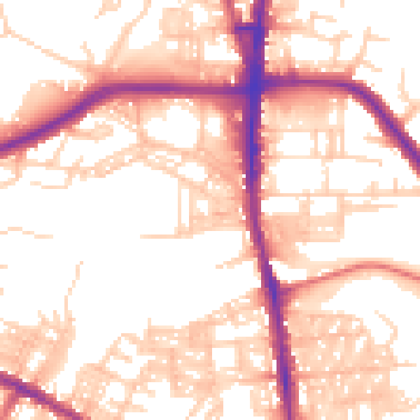 Daytime road noise heatmap for BL1 6NN