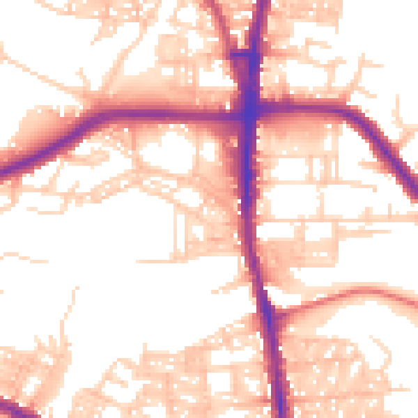 Daytime road noise heatmap for BL1 6QA