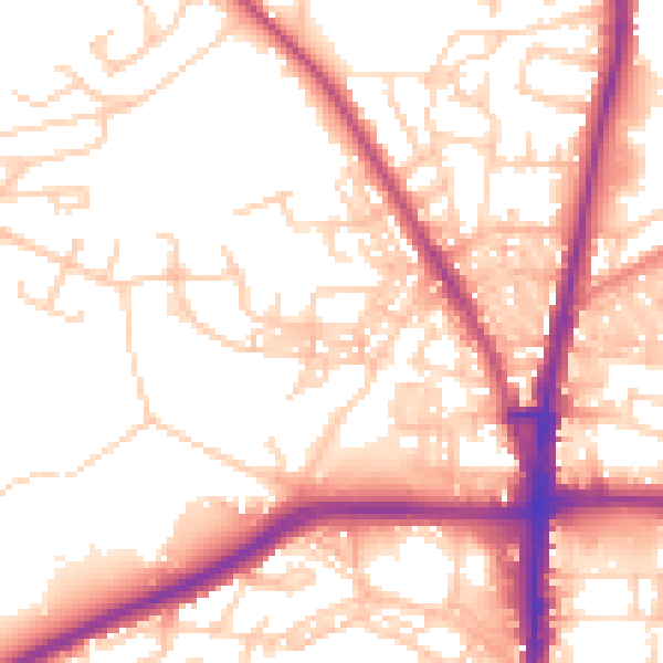 Daytime road noise heatmap for BL1 6RG