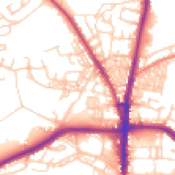 Daytime road noise heatmap for BL1 6SA