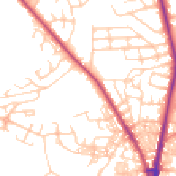Daytime road noise heatmap for BL1 7BJ