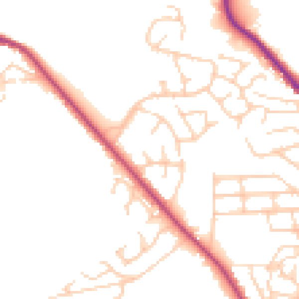 Daytime road noise heatmap for BL1 7DF