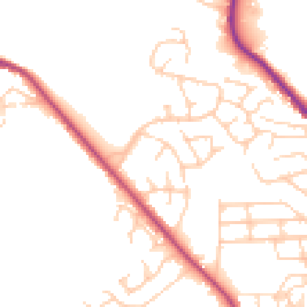 Daytime road noise heatmap for BL1 7DP