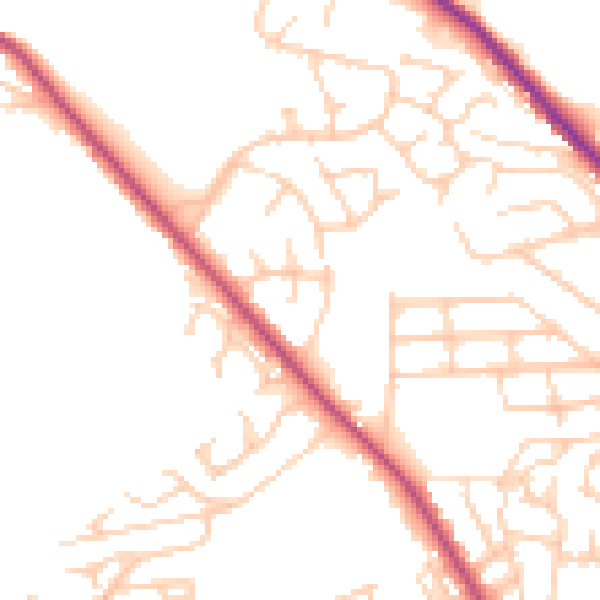 Daytime road noise heatmap for BL1 7DQ