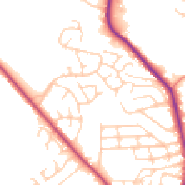 Daytime road noise heatmap for BL1 7DW
