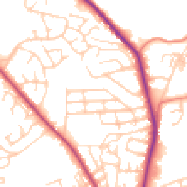 Daytime road noise heatmap for BL1 7EZ