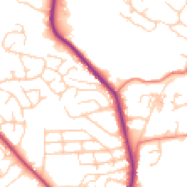 Daytime road noise heatmap for BL1 7HJ