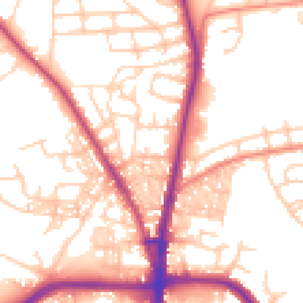 Daytime road noise heatmap for BL1 7JE