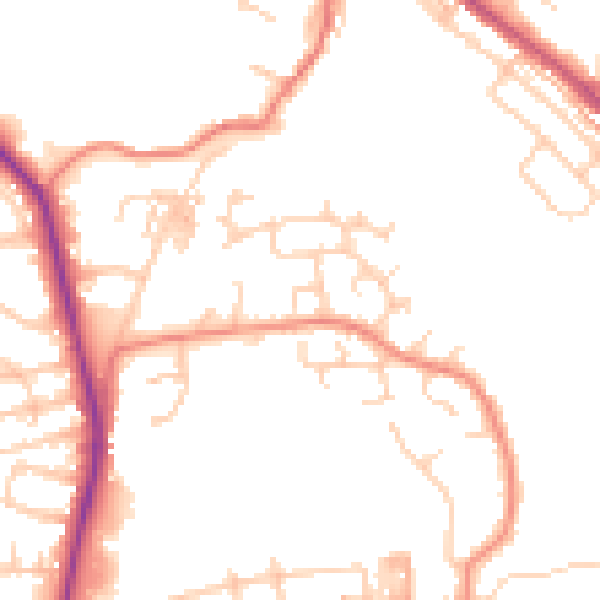 Daytime road noise heatmap for BL1 7RS