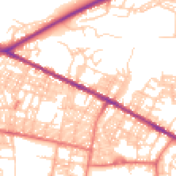 Daytime road noise heatmap for BL1 8AN