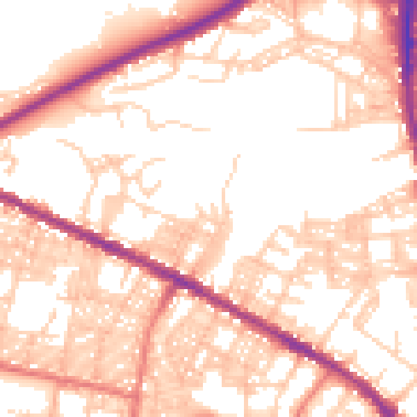 Daytime road noise heatmap for BL1 8AS