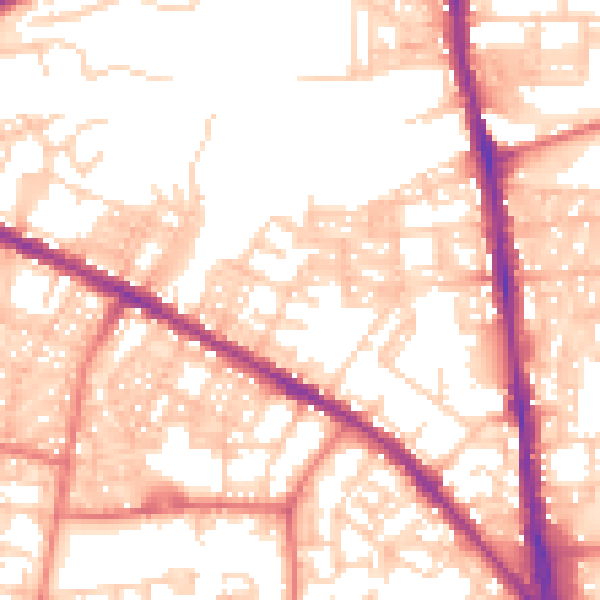 Daytime road noise heatmap for BL1 8AT