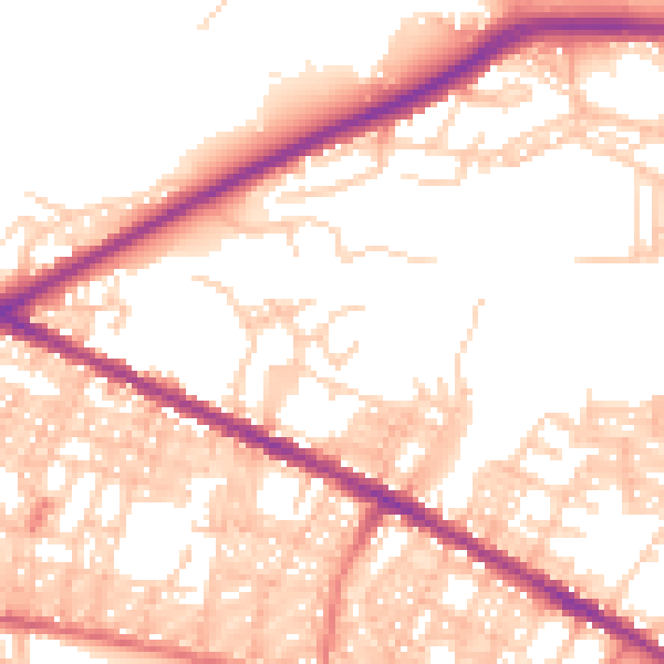 Daytime road noise heatmap for BL1 8BD