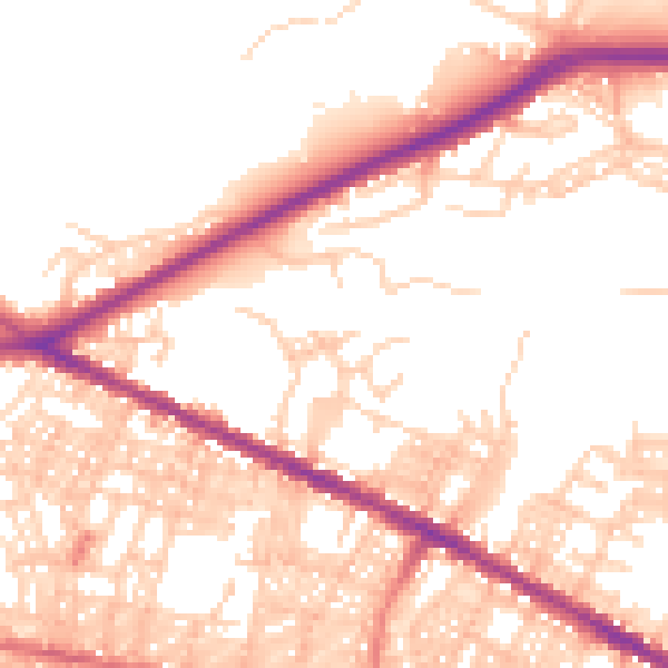 Daytime road noise heatmap for BL1 8BE