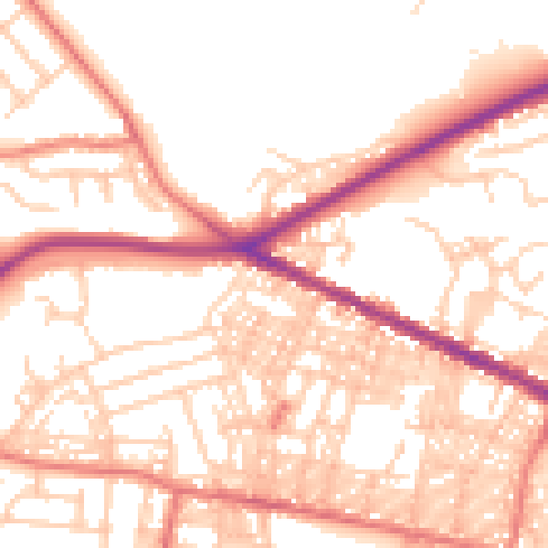 Daytime road noise heatmap for BL1 8DA