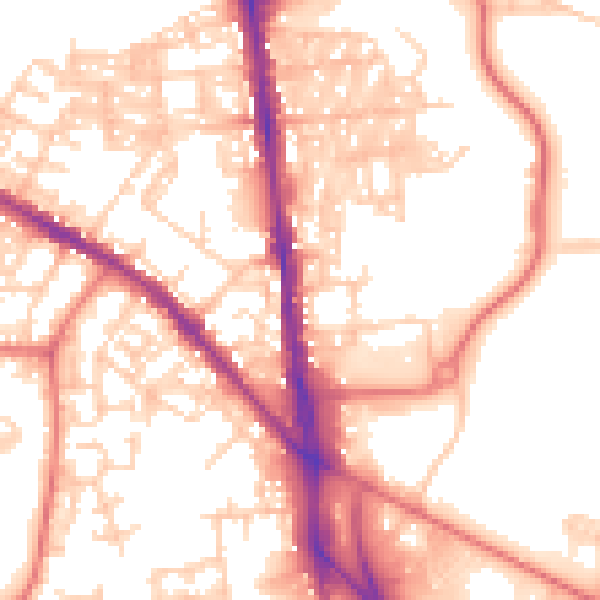 Daytime road noise heatmap for BL1 8DR