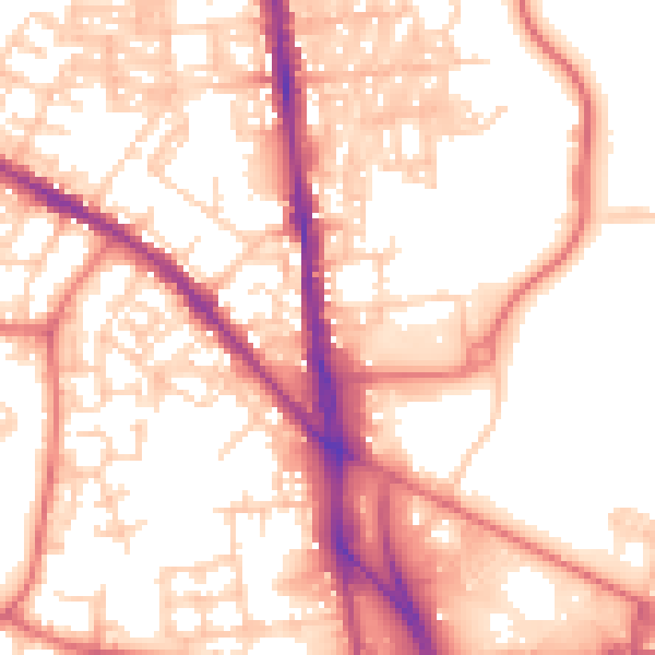 Daytime road noise heatmap for BL1 8DW