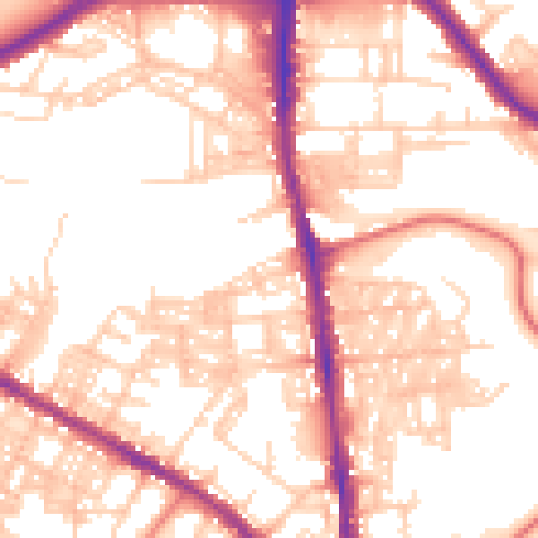 Daytime road noise heatmap for BL1 8EA