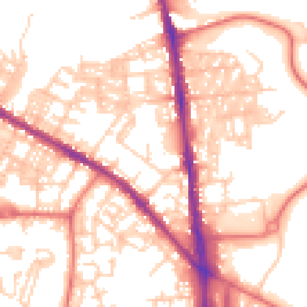 Daytime road noise heatmap for BL1 8EF