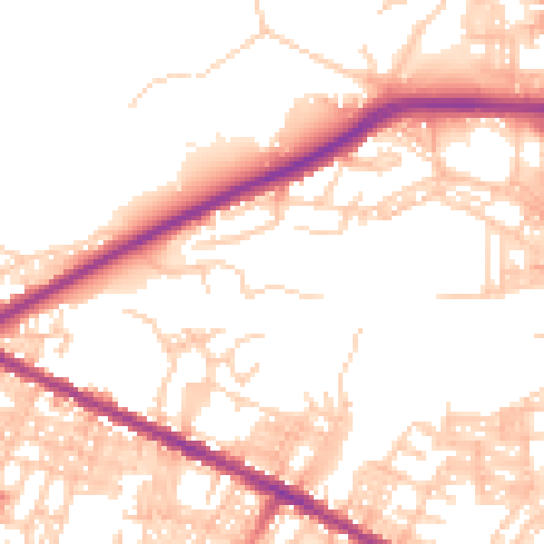Daytime road noise heatmap for BL1 8FW