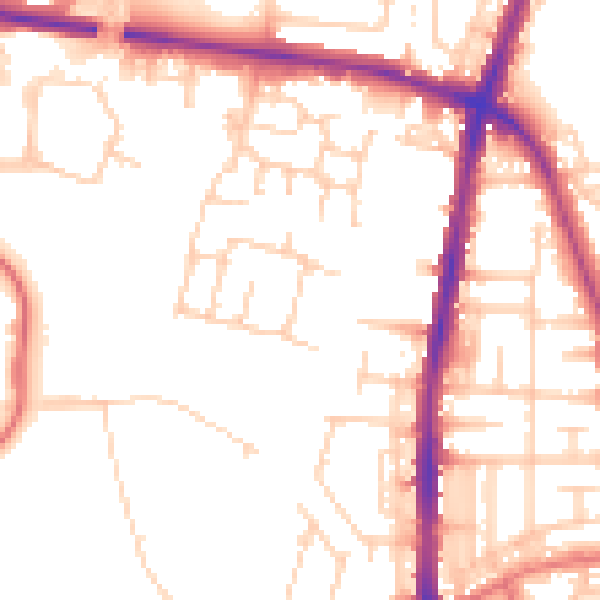 Daytime road noise heatmap for BL1 8FZ