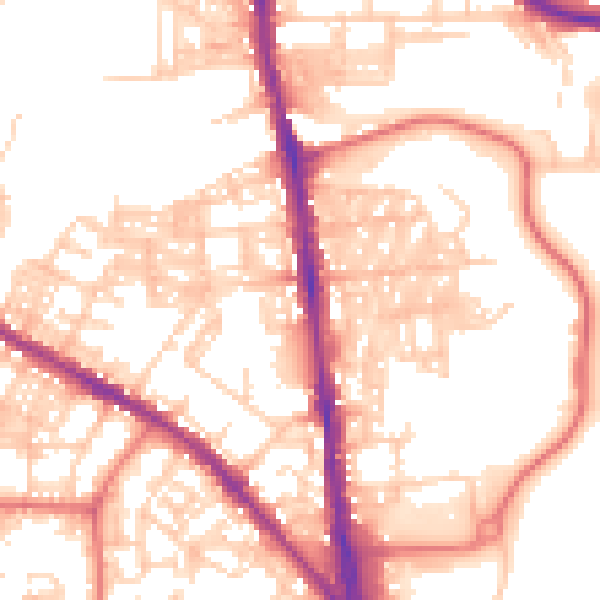 Daytime road noise heatmap for BL1 8HB