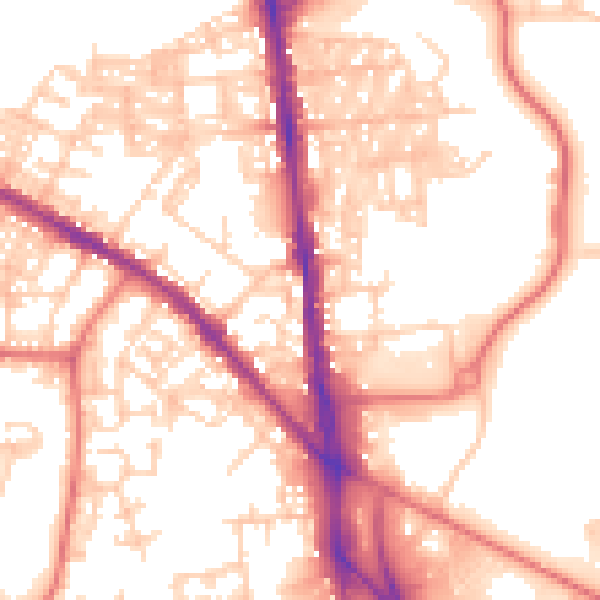 Daytime road noise heatmap for BL1 8HE