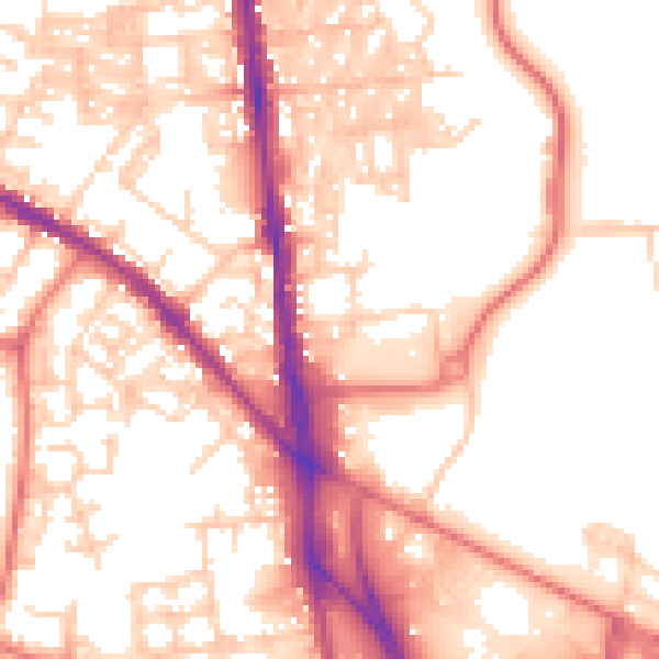 Daytime road noise heatmap for BL1 8JA