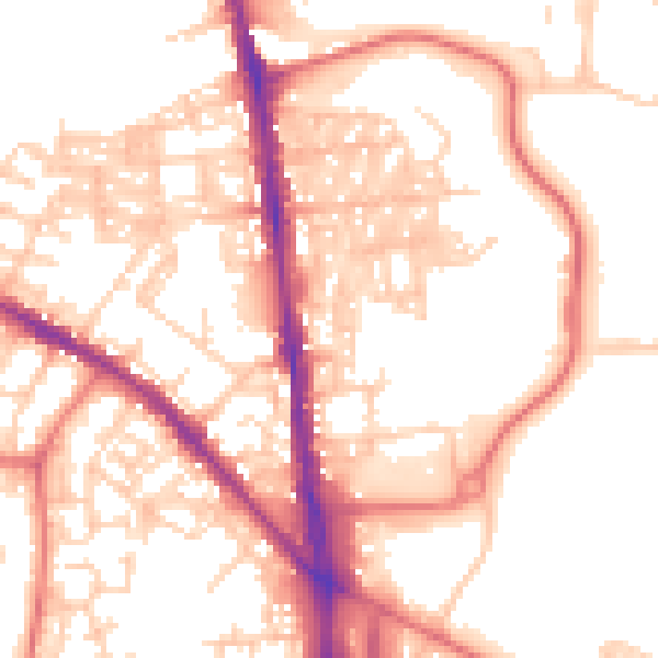 Daytime road noise heatmap for BL1 8JR