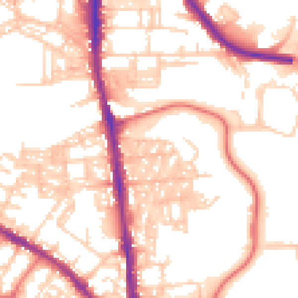 Daytime road noise heatmap for BL1 8LG