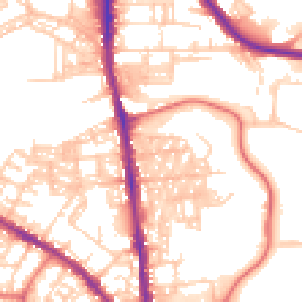 Daytime road noise heatmap for BL1 8LJ