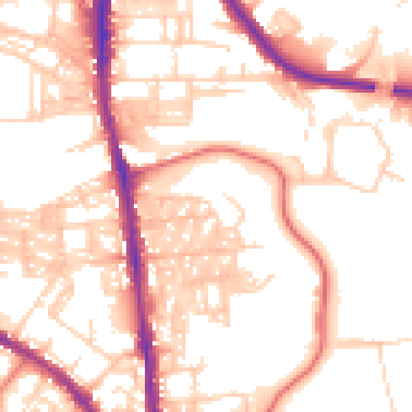 Daytime road noise heatmap for BL1 8LL