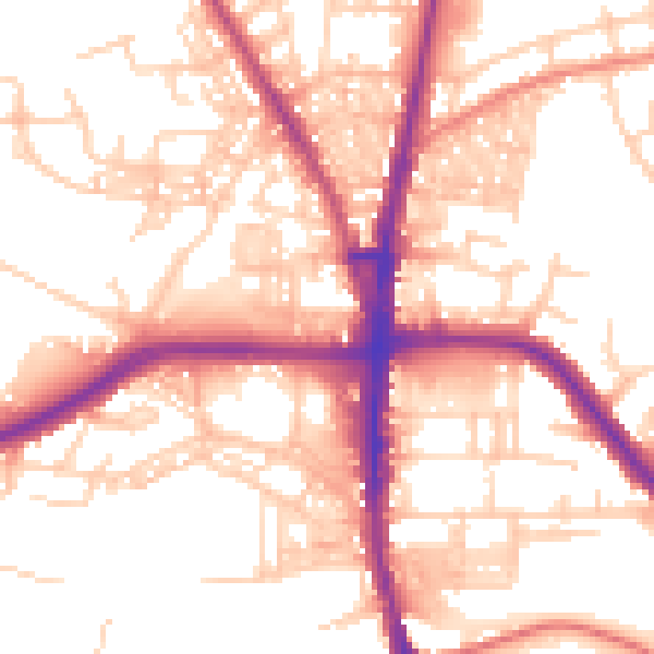 Daytime road noise heatmap for BL1 8NP