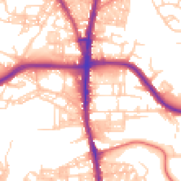 Daytime road noise heatmap for BL1 8PH