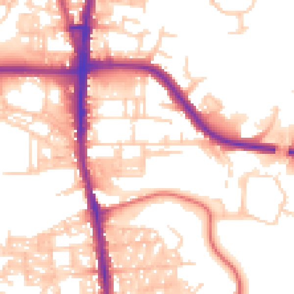 Daytime road noise heatmap for BL1 8PT