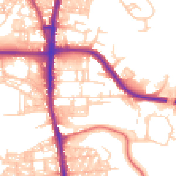 Daytime road noise heatmap for BL1 8QB